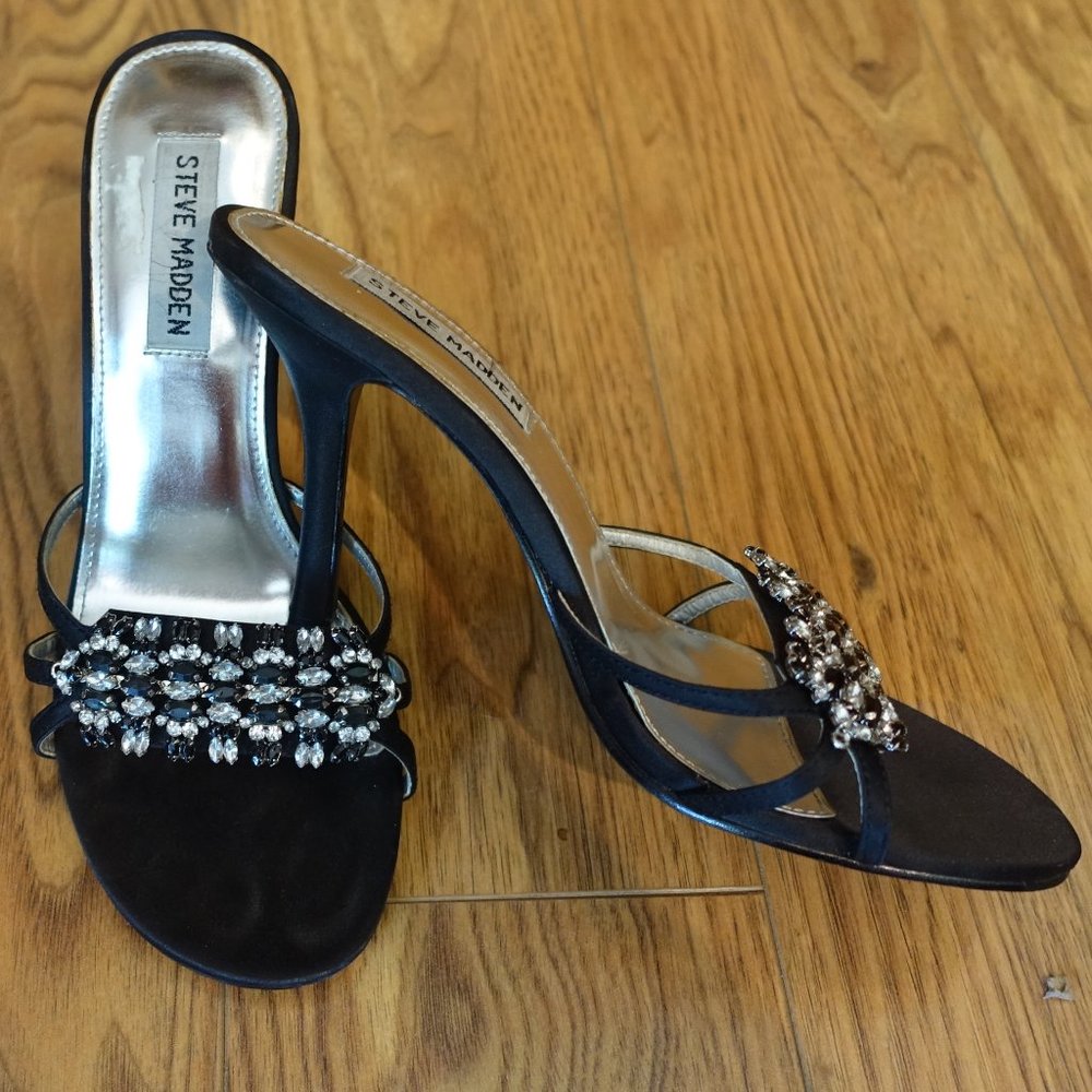 Steve Madden Actress Satin Rhinestone Slide Heels